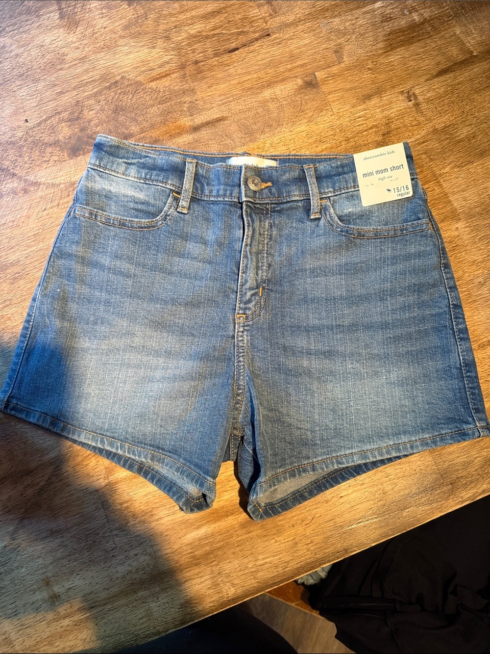 abercrombie kids faded blue denim mini shorts